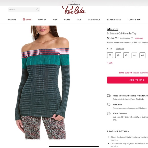 M Missoni Off-shoulder Top - Picture 5 of 5